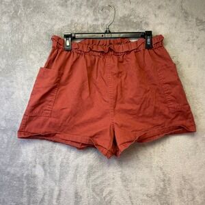 Kiss & Cry Womens Burnt Orange Paperbag Waist Casual Twill Shorts Size XL